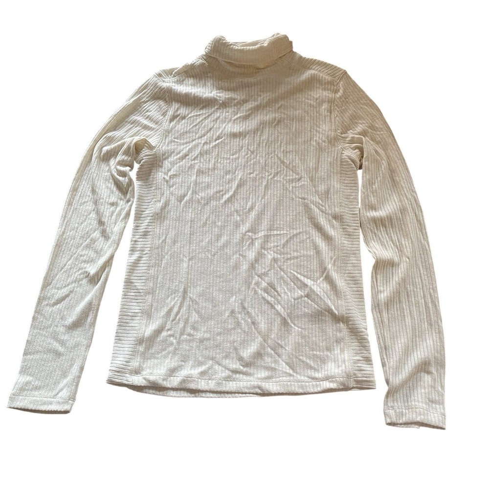 Madewell NWT Ribbed Turtleneck Long-Sleeve Tee Heather Cream Medium Mock Neck